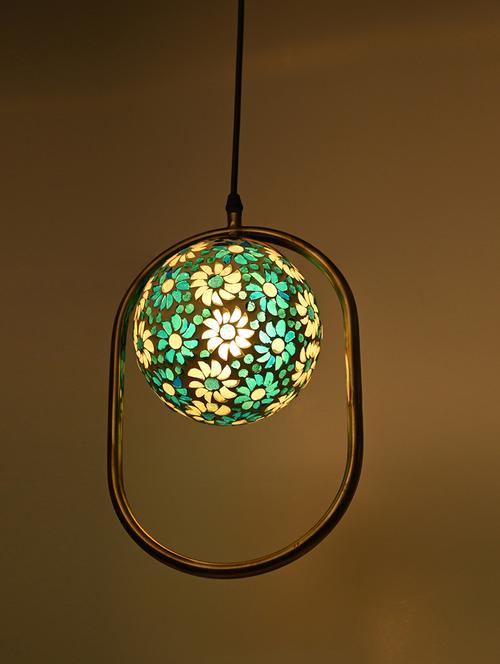 somil decorative oval type mosaic ceiling light lamp with colorful glass shade & all fitting & fixture , pack of 2 - 18364095 - Very Small Image - 1