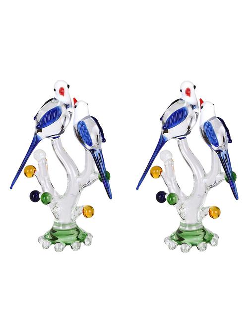 somil crystal shining clear glass natural loving birds pair relaxing on a well-favoured tree (set of 2) - 18364401 - Very Small Image - 1