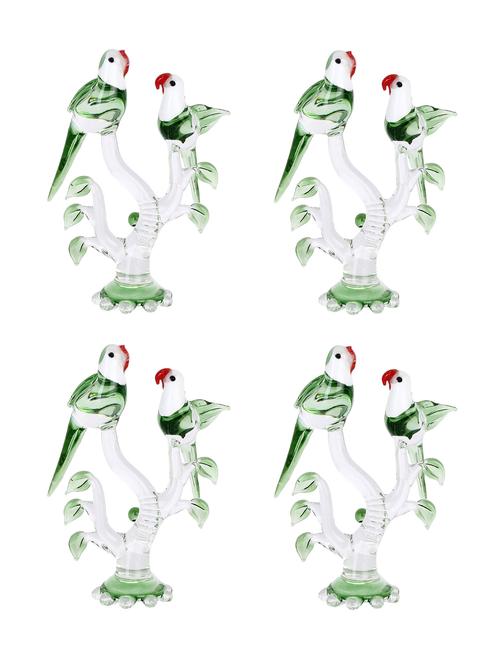 somil crystal shining clear glass natural loving birds pair relaxing on a well-favoured tree (set of 4) - 18364450 - Very Small Image - 1