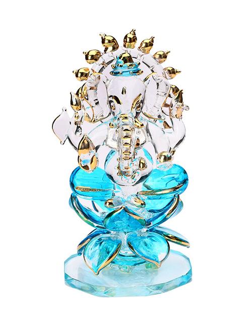 somil crystal holy blue ganesha sitting on lotus - 18364455 - Very Small Image - 1
