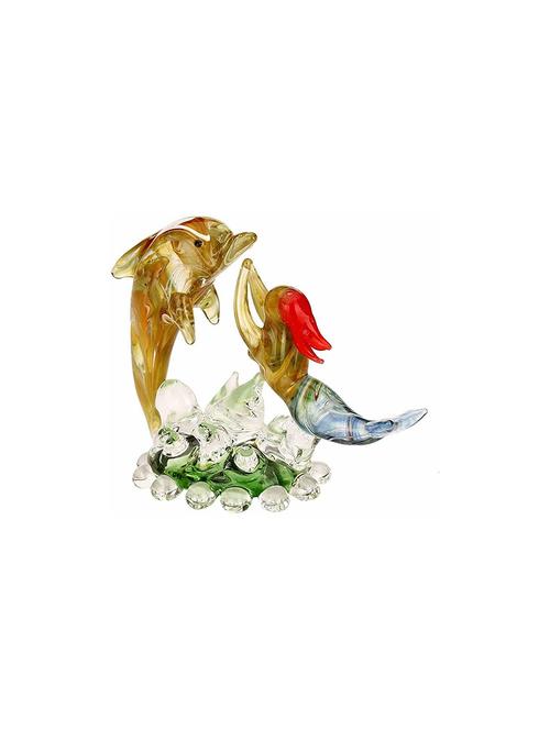 somil mermaid playing with fish multicolor glass decorative showpiece - 18364480 - Very Small Image - 1