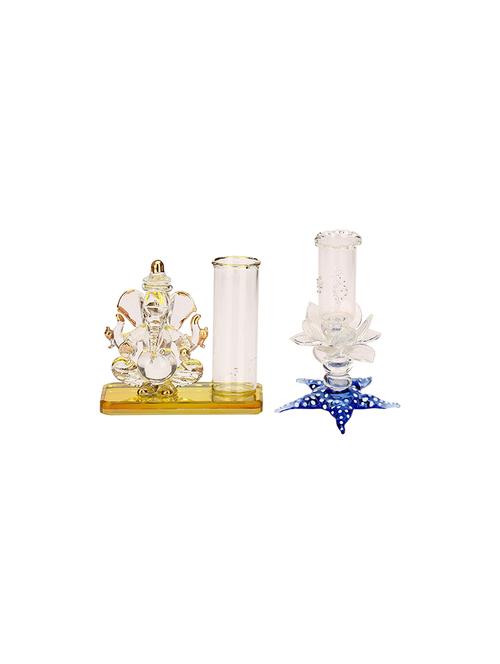 somil dual face intellectual ganesha with star candle stand & pen stand combo-c58 - 18364622 - Very Small Image - 1