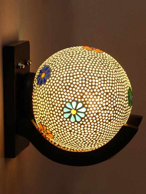 somil globe shape wall lamp/ light, wood, glass, round, b22 holder, multicolor bx37 - 18365189 - Very Small Image - 1
