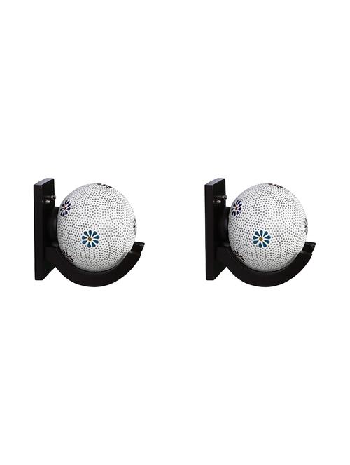 somil globe shape wall lamp/ light, wood, glass, round, b22 holder, multicolor (set of 2) bx37 - 18365210 - Very Small Image - 1