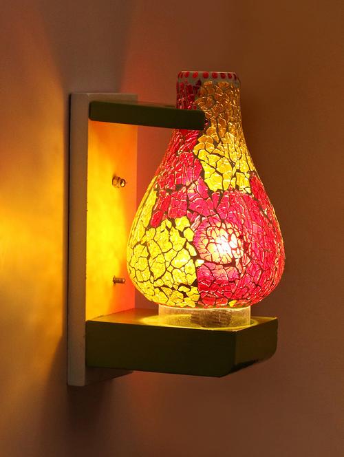 somil wall lamp/ light with designer wood fitting & hand decorative glass shade - 18365271 - Very Small Image - 1