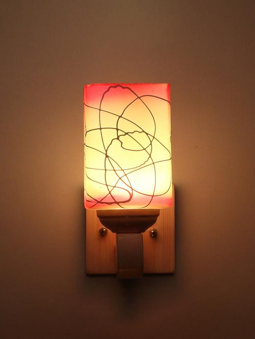 somil led sconce glass wall lamp/light with sweet pink wood fitting, 7 watt (set of 4)-df185 - 18365302 - Very Small Image - 1
