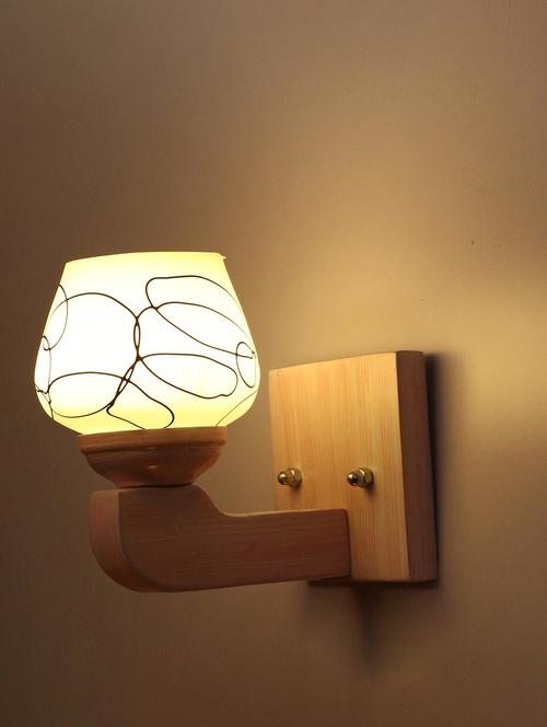 somil led sconce glass wall lamp with sweet pink wood fitting sx20 - 18365322 - Very Small Image - 1