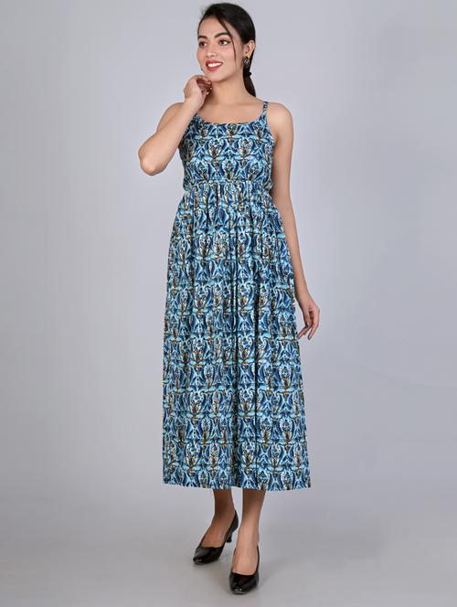 multi colored printed flared ethnic dress - 18366302 - Very Small Image - 1