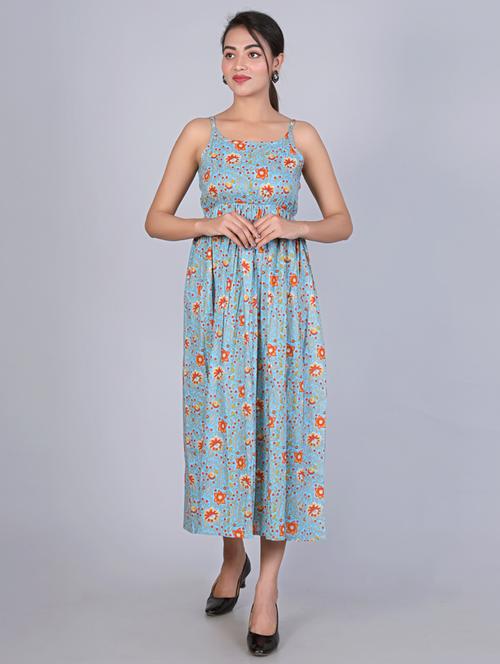 multi colored printed flared ethnic dress - 18366303 - Very Small Image - 1