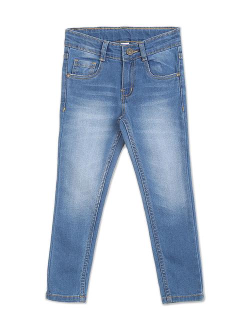 girls navy blue washed jean - 18366339 - Very Small Image - 1