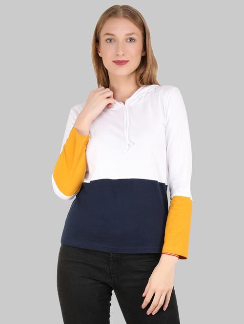 hooded neck color block tee - 18366765 - Very Small Image - 1