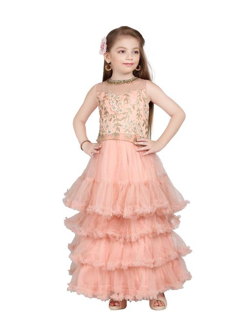 orange embroidered party gown - 18366785 - Very Small Image - 1