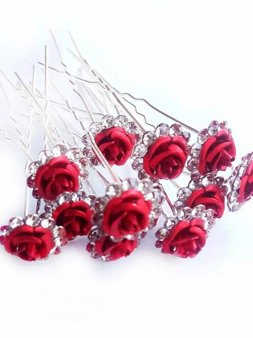 hair accessories flower red color - 18366922 - Very Small Image - 1