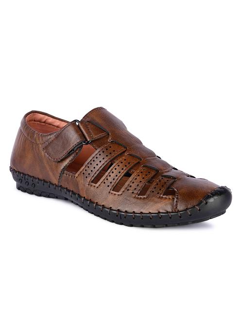 men brown back strap sandal - 18367099 - Very Small Image - 1