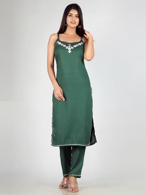 green rayon kurta pant set - 18367122 - Very Small Image - 1