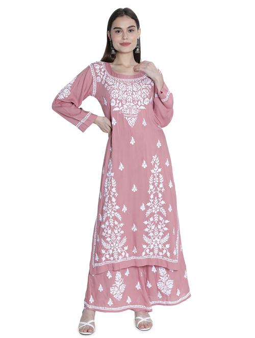 pink modal kurta palazzo set - 18367181 - Very Small Image - 1