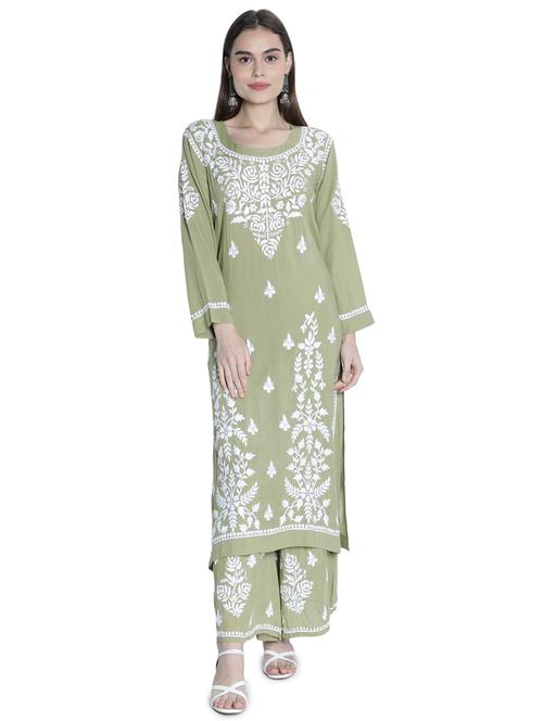 olive modal kurta palazzo set - 18367185 - Very Small Image - 1