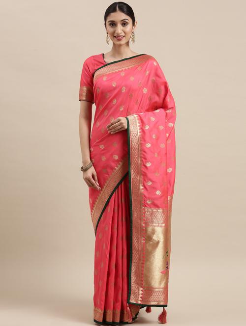 jacquard work woven saree with blouse - 18367251 - Very Small Image - 1