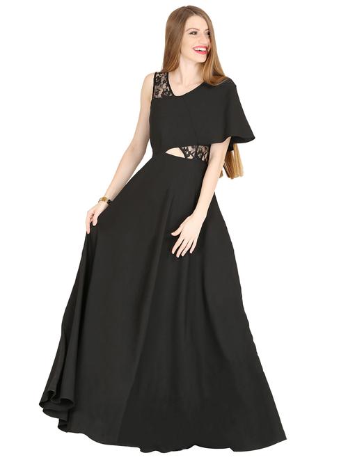 cut out detail mesh panel flared dress - 18367679 - Very Small Image - 1