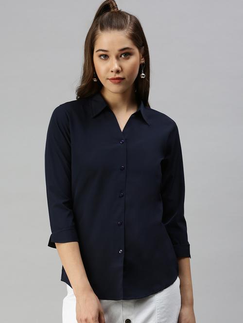 three quarter sleeved solid casual shirt - 18367687 - Very Small Image - 1