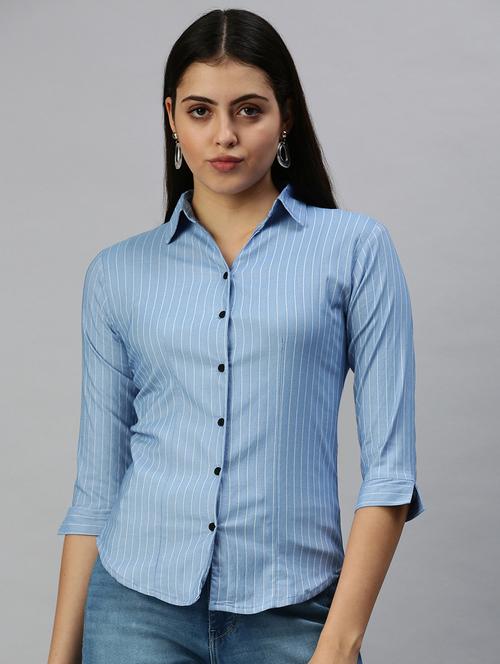 three quarter sleeved striped regular shirt - 18367707 - Very Small Image - 1