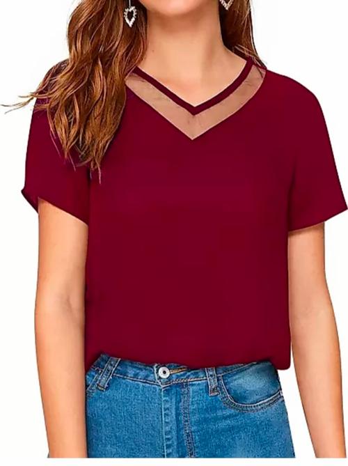 v-neck solid regular top - 18367748 - Very Small Image - 1