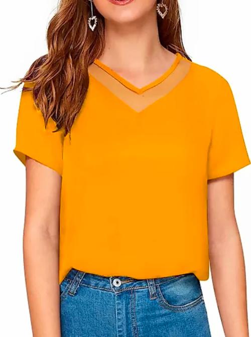 v-neck solid regular top - 18367752 - Very Small Image - 1