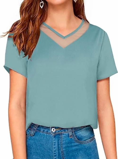 v-neck solid regular top - 18367755 - Very Small Image - 1