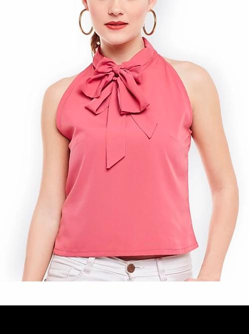 tie up neck solid regular top - 18367756 - Very Small Image - 1