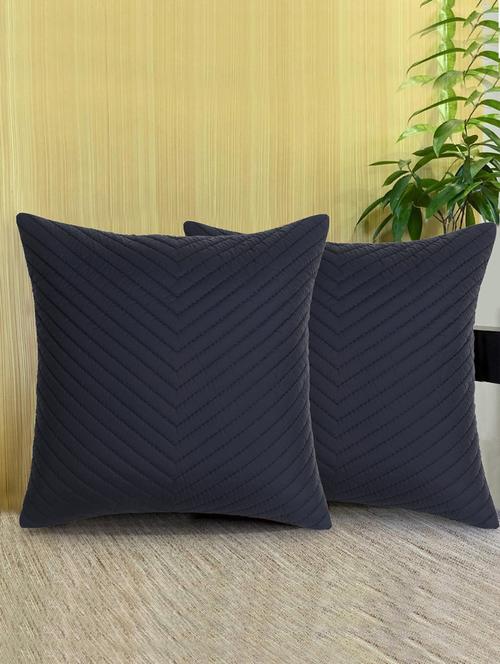 mezposh rasta black polyester geometric quilted cushion cover (12"x12") (set of 2) - 18369333 - Very Small Image - 1