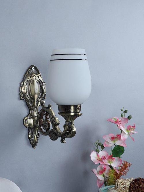 eliante antique gold aluminium base white glass shade wall light - 8552-1w - without bulb - 18369432 - Very Small Image - 1