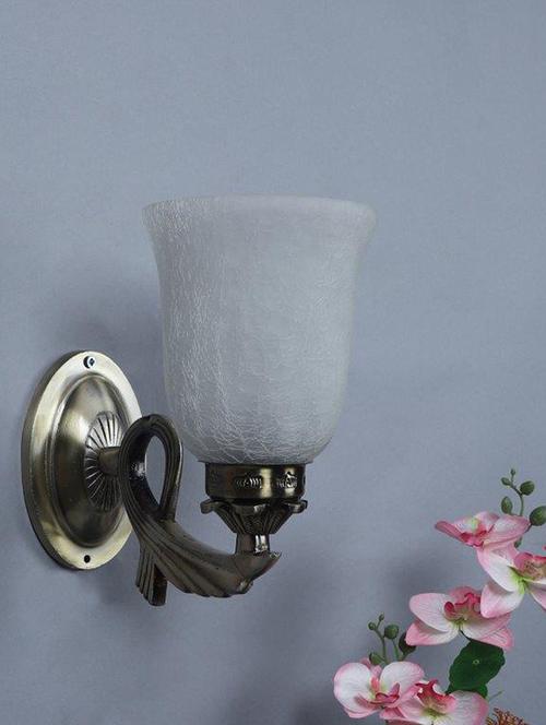 eliante antique gold aluminium base crackle glass shade wall light - 8651-1w - without bulb - 18369436 - Very Small Image - 1