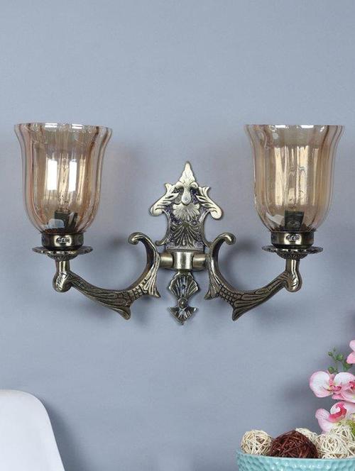 eliante antique gold aluminium base gold glass shade wall light - 8755-2w - without bulb - 18369445 - Very Small Image - 1
