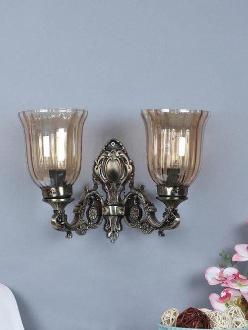 eliante antique gold aluminium base gold glass shade wall light - 8756-2w - without bulb - 18369446 - Very Small Image - 1