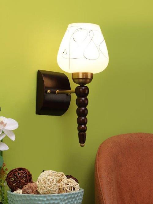 eliante brown wood base white white shade wall light - 3009-1w - without bulb - 18369457 - Very Small Image - 1