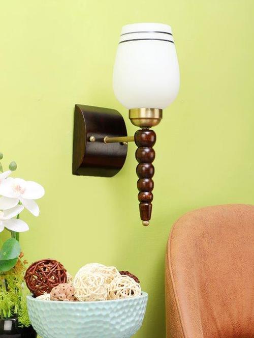 eliante brown wood base white white shade wall light - 3010-1w - without bulb - 18369458 - Very Small Image - 1
