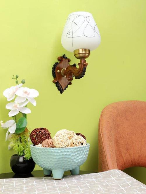 eliante brown wood base white white shade wall light - 3013-1w-a - without bulb - 18369461 - Very Small Image - 1