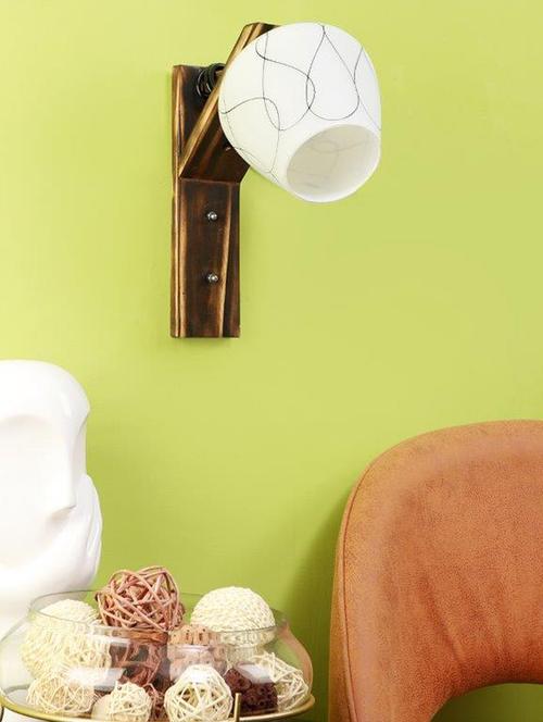eliante brown wood base white white shade wall light - 3028-1w - without bulb - 18369481 - Very Small Image - 1