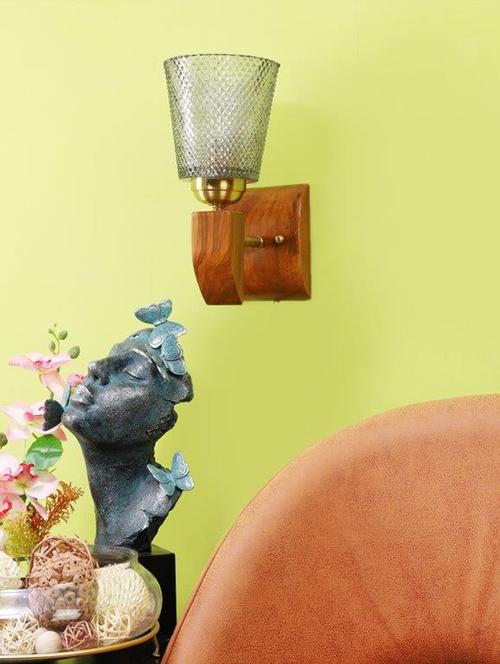 eliante brown wood base blue white shade wall light - 5315-1w-blue - without bulb - 18369505 - Very Small Image - 1