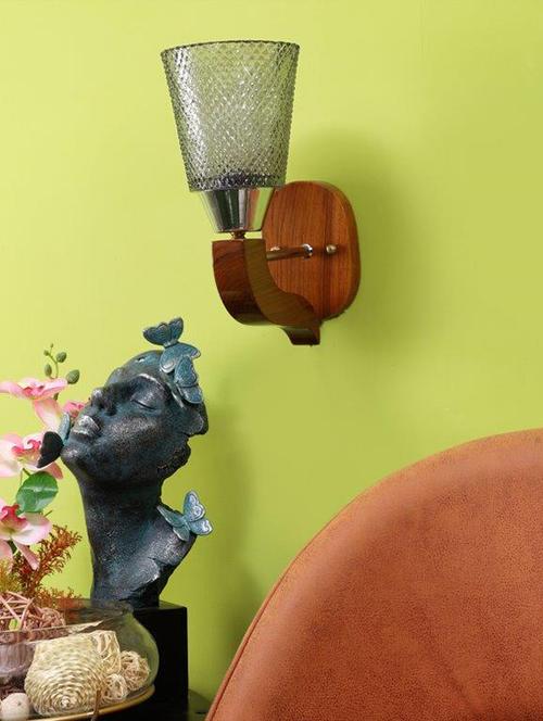 eliante brown wood base gold white shade wall light - 4316-1w-gold - without bulb - 18369510 - Very Small Image - 1