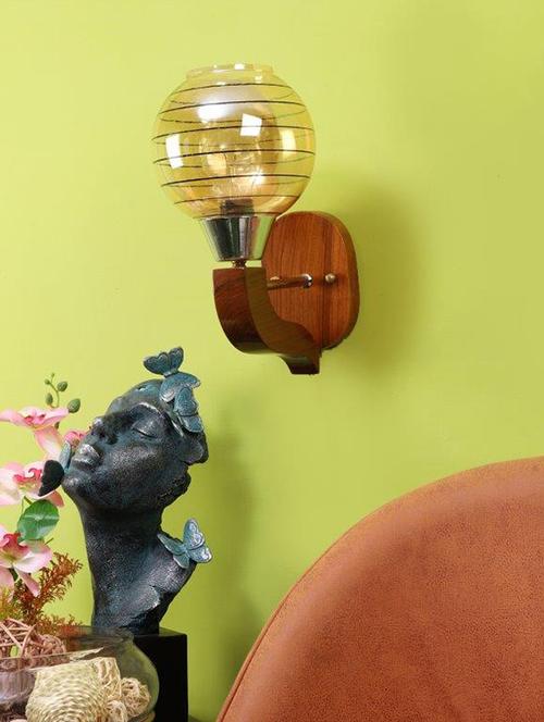 eliante brown wood base gold white shade wall light - 4317-1w-gold - without bulb - 18369511 - Very Small Image - 1