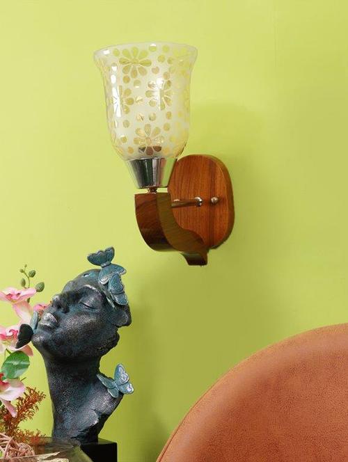 eliante brown wood base gold white shade wall light - 4318-1w - without bulb - 18369512 - Very Small Image - 1