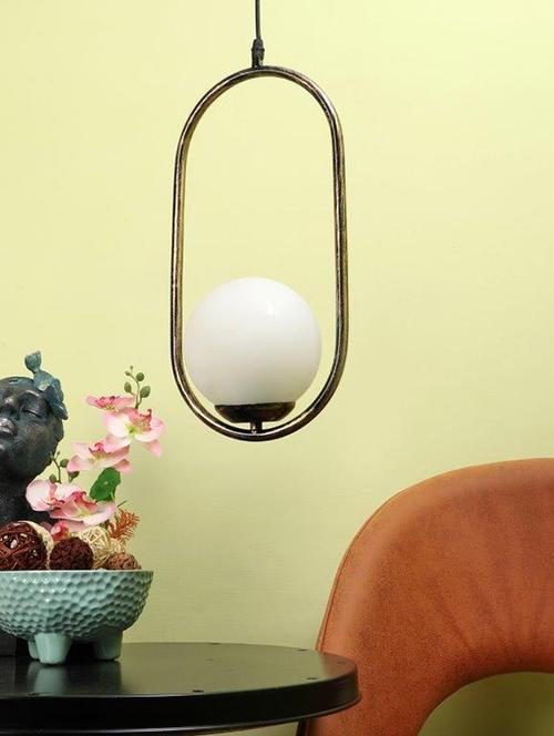 eliante antique gold iron base white white shade hanging light - 1517-1lp-ab - without bulb - 18369551 - Very Small Image - 1
