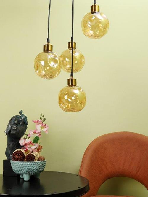 eliante black iron base gold white shade hanging light - px-216-4lp - inbuilt led - 18369555 - Very Small Image - 1
