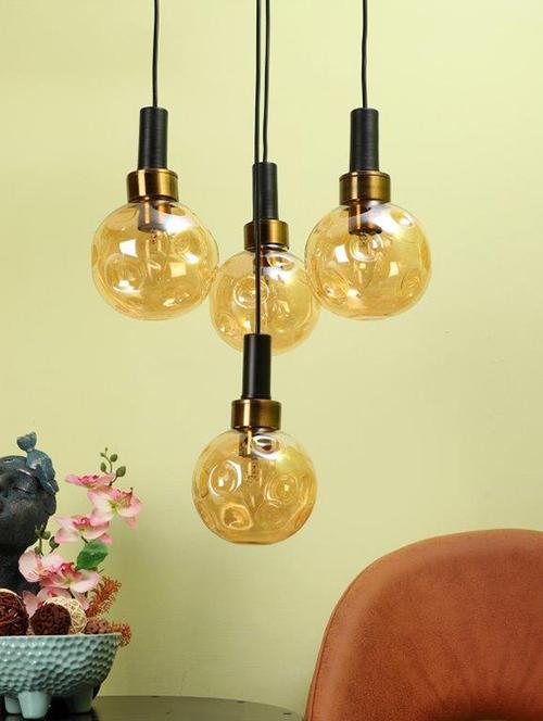 eliante black and gold iron base gold white shade hanging light - px-215-4lp - inbuilt led - 18369560 - Very Small Image - 1