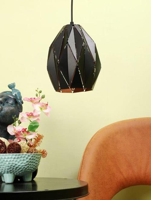 eliante black iron base black white shade hanging light - m-71-1lp - without bulb - 18369561 - Very Small Image - 1