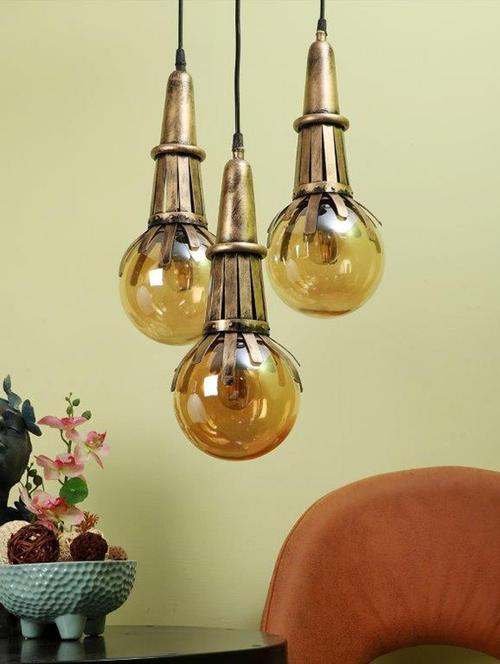 eliante gold iron base gold white shade hanging light - 095-3lp - without bulb - 18369562 - Very Small Image - 1