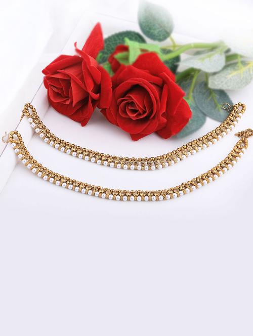 gold brass anklets and payal - 18369737 - Very Small Image - 1