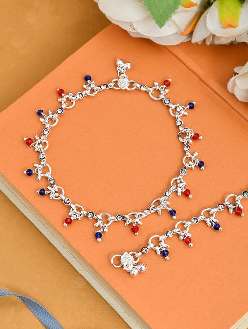 traditional silver plated multi drop anklets - 18369760 - Very Small Image - 1