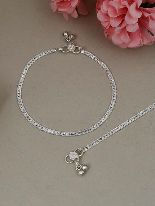silver brass anklets and payal - 18369909 - Very Small Image - 1